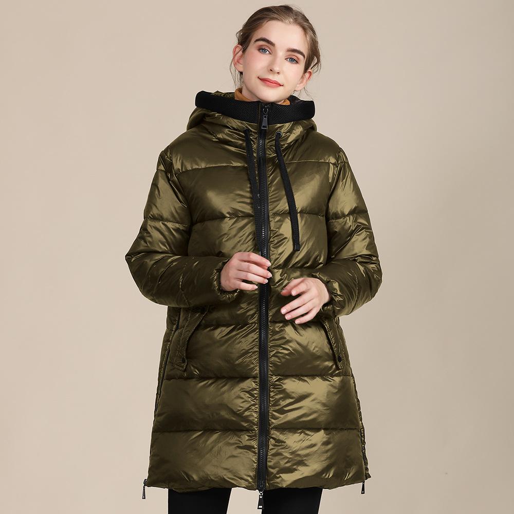 Изображение товара: Зимние женские длинные куртки, свободные парки с капюшоном, пальто с хлопковой подкладкой, офисное женское толстое пальто большого размера стандарта ЕС/США