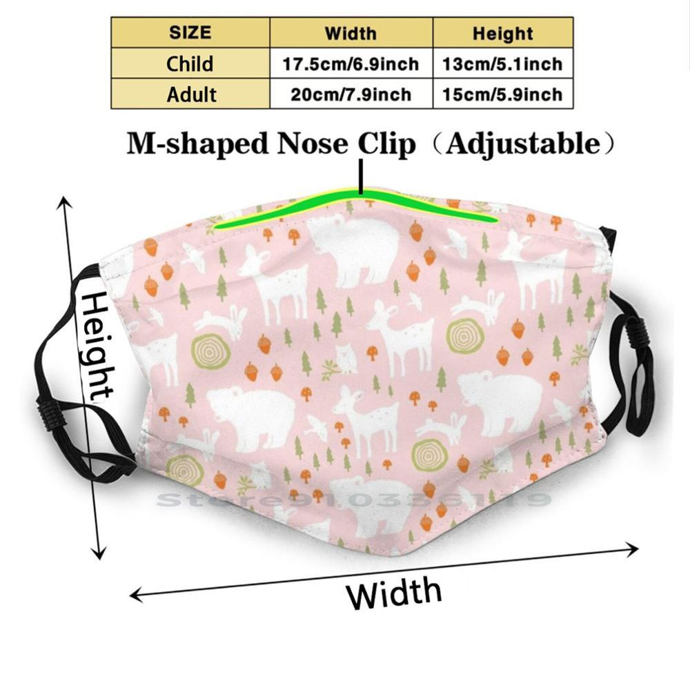Изображение товара: Лесные животные-розовая детская моющаяся забавная маска для лица с фильтром Медведь Олень сова кролик Лес Животные лесная птица