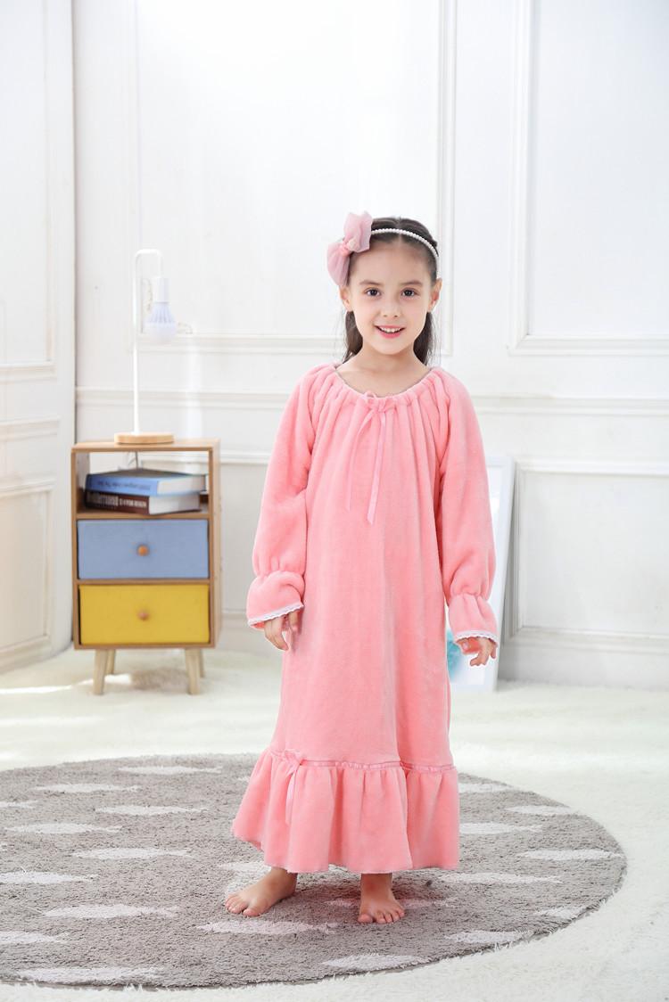 Изображение товара: Фланелевая ночная рубашка для маленьких девочек; Зимняя детская ночная рубашка длиной до щиколотки; Теплый халат; Домашняя одежда для больших девочек