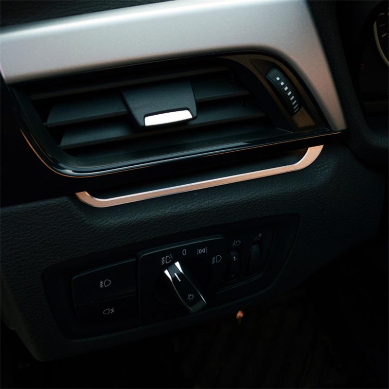 Изображение товара: Автомобильный Стайлинг приборной панели, боковые вентиляционные отверстия, рамка, декоративные наклейки, алюминиевая отделка для BMW X1 F48 2016-19, аксессуары для интерьера