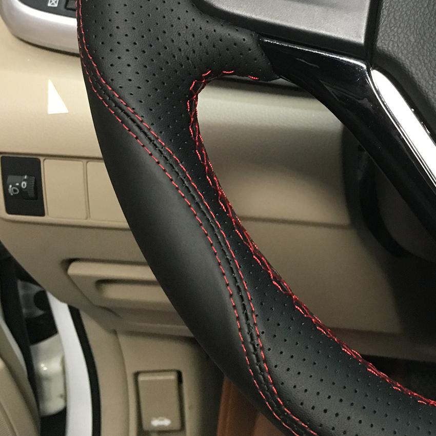 Изображение товара: Прошитая вручную черная кожаная противоскользящая искусственная кожа для Honda чехол рулевого колеса автомобиля CRV 2012-2016