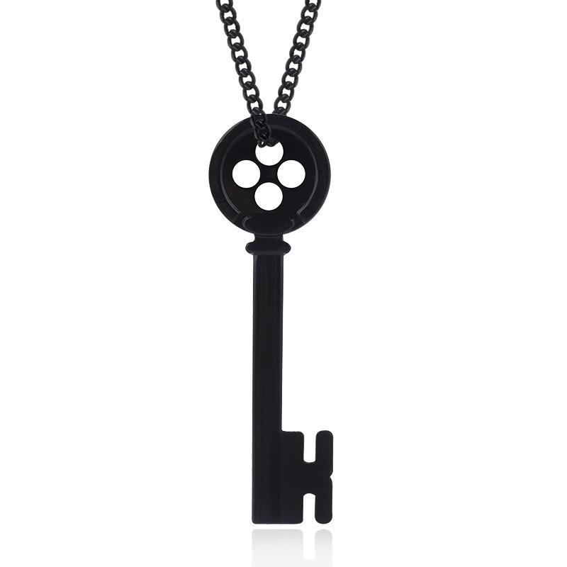 Изображение товара: Ожерелье из фильма Коралина, ювелирные изделия, черная кнопка, ключ секрета дверной кулон, ожерелья, аксессуары для косплея