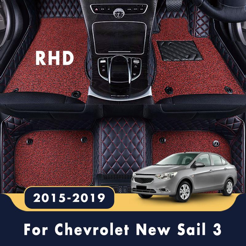 Изображение товара: RHD для Chevrolet New Sail 3, 2019, 2018, 2017, 2016, 2015, роскошные двухслойные Ковровые Коврики, автомобильные коврики, аксессуары для интерьера