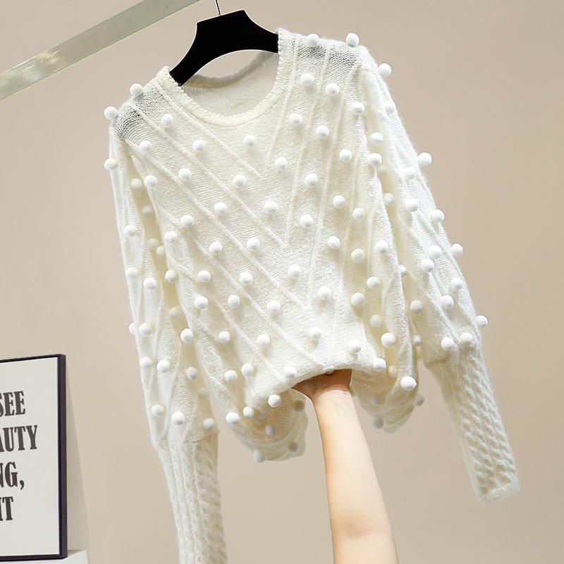 Изображение товара: Модный трехмерный пуловер Venonat с круглым вырезом, вязаные женские свитера, новинка сезона осень-зима 2020, Вязаный топ из ткани, свободный свитер