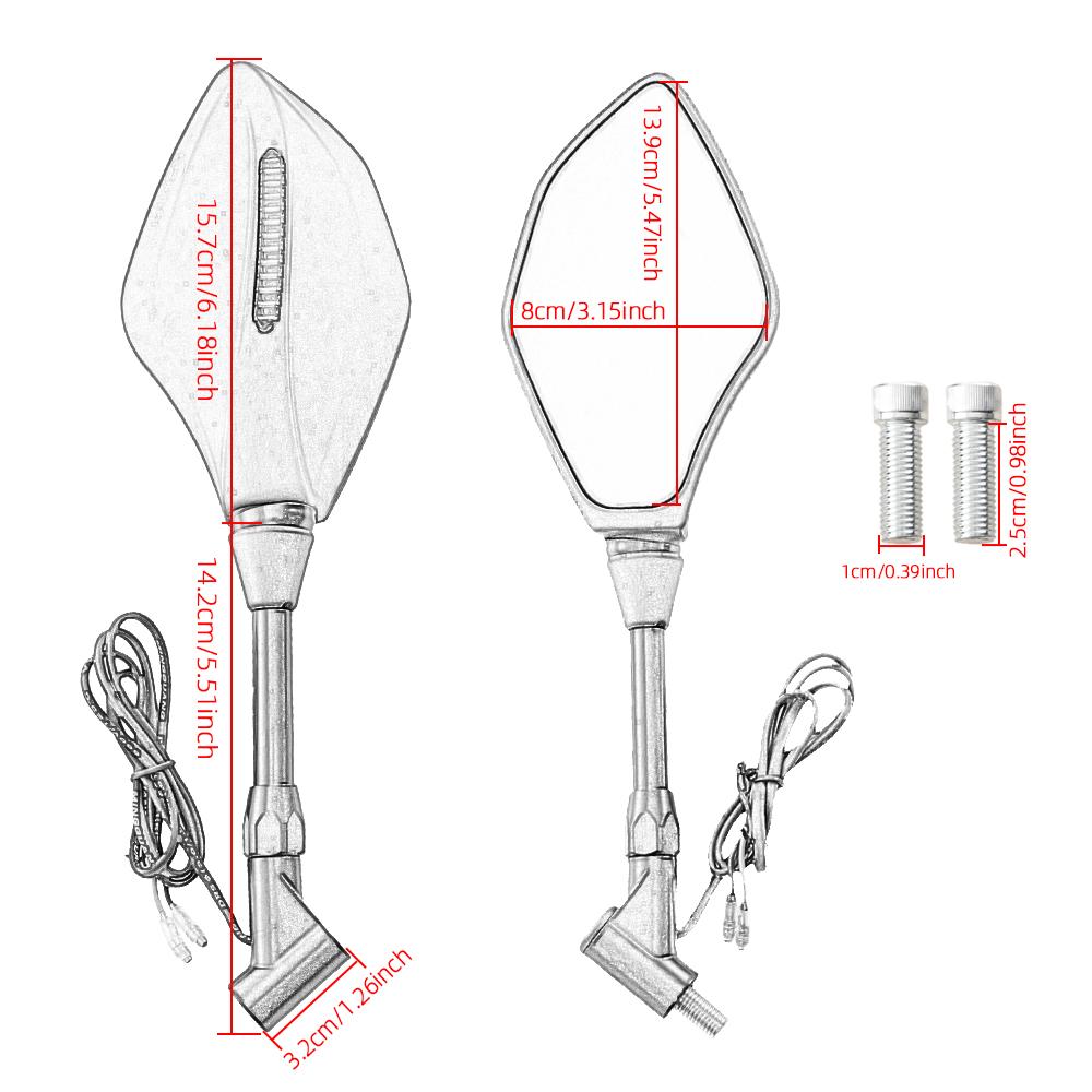 Изображение товара: Универсальный индикатор поворота для мотоциклов, боковые зеркала заднего вида 10 мм, встросветодиодный указатели поворота, подходят для уличных велосипедов, круизеров, скутеров