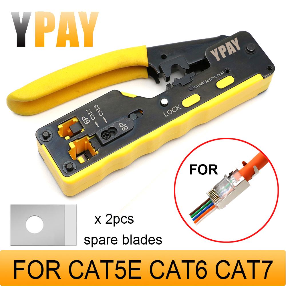 Изображение товара: Сетевой Инструмент YPAY, обжимные плоскогубцы rj45 cat5 cat6 cat7, устройство «Все в одном», щипцы для зачистки кабеля ethernet rj 45, Зажимные клещи rg45 lan