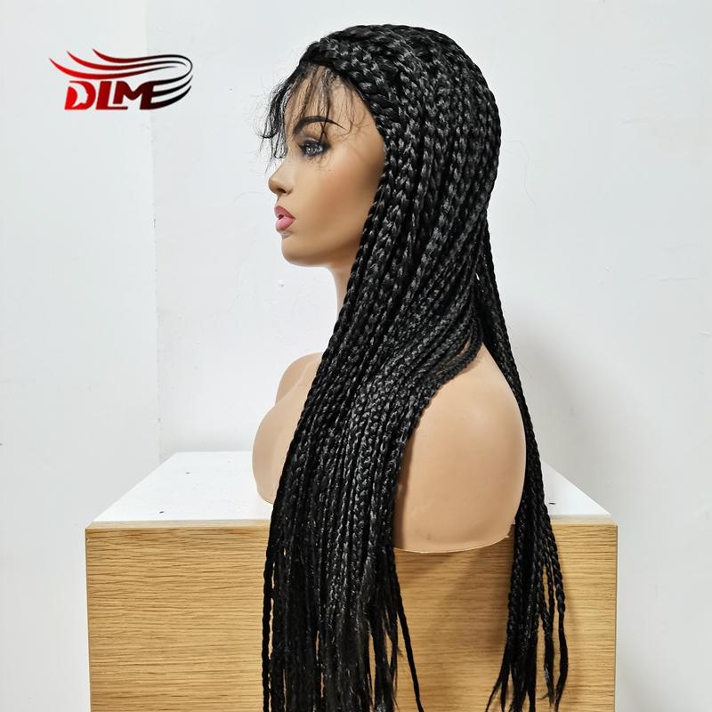 Изображение товара: Парик DLME Синтетический Плетеный женский, косички с косичками, длинные черные синтетические волосы, для косплея, с детскими волосами