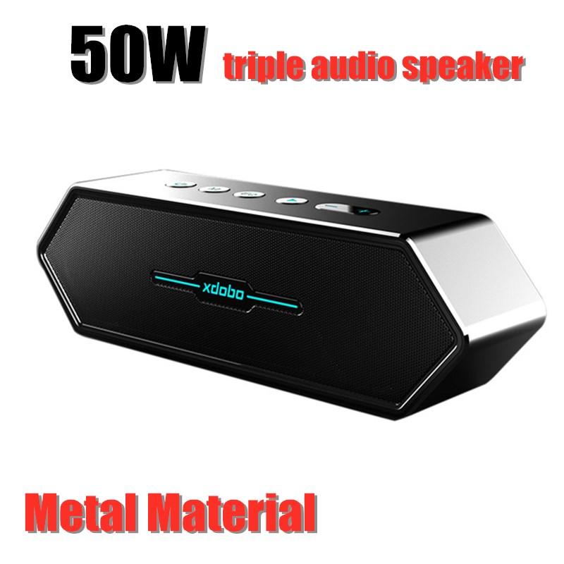 Изображение товара: Портативная игровая Bluetooth Колонка высокой мощности, 50 Вт, уличная металлическая колонка с сабвуфером, объемный 3D звук, колонка с аккумулятором 6600 мАч, аудиоцентр
