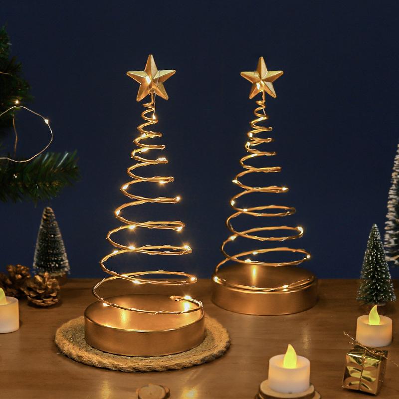 Изображение товара: Декоративное освещение в скандинавском стиле, креативное домашнее рождественское настольное украшение для спальни, комнаты, металлические золотые подарочные украшения для рождественской елки
