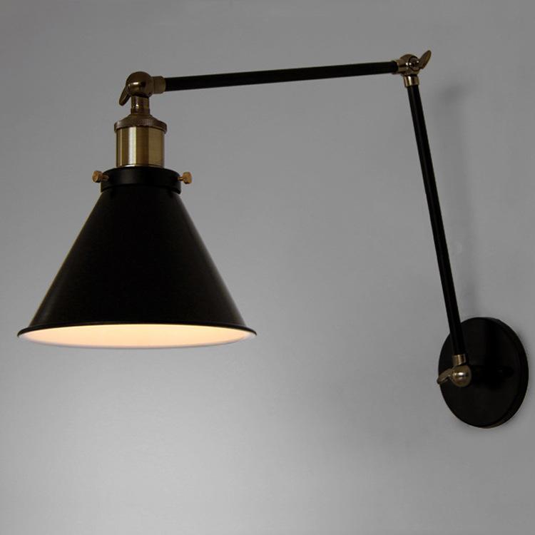 Изображение товара: Casarton Американский современный простой индустриальном стиле гостиная прикроватная тумбочка для спальни настенный светильник кованого железа длинный шест складывающаяся настенная лампа