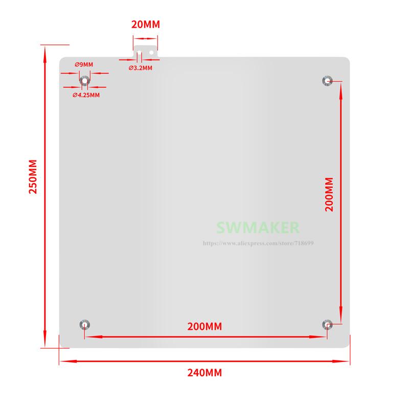 Изображение товара: 240*250*3 мм нагревательная пластина нагревательная кровать MK3 алюминиевая подложка 24V Большой размер Горячая кровать 3D принтер части