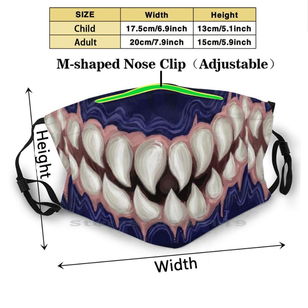 Изображение товара: Venomous острые зубы рот дизайн Пылезащитный фильтр смываемая маска для лица дети зубы клыки острые Facemask Металл тяжелый рот яд