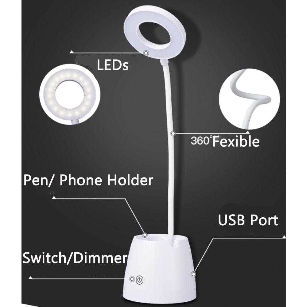 Изображение товара: Светодиодный настольный светильник с настольным органайзером Swirl, настольная лампа для ухода за глазами, сенсорное управление, 3 режима яркости, отлично подходит для офиса, дома, общежития
