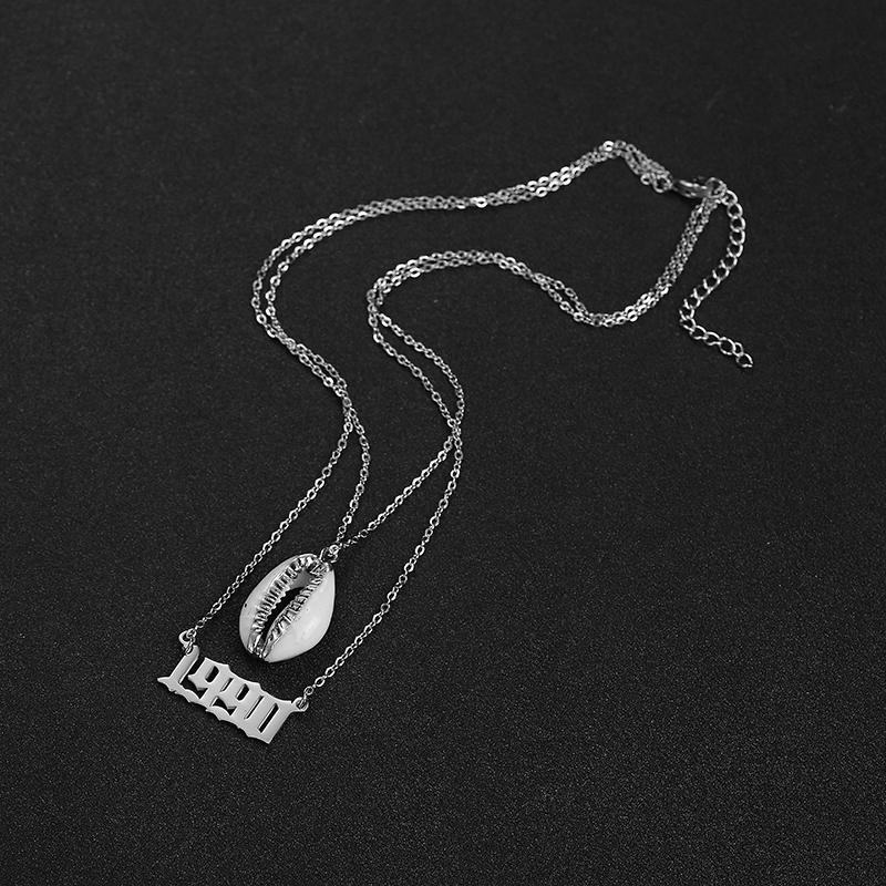 Изображение товара: При индивидуальном заказе ожерелье год Номер 1980-2019 нержавеющая сталь 2 многослойное Подвеска колье из бусин на день рождения подарки