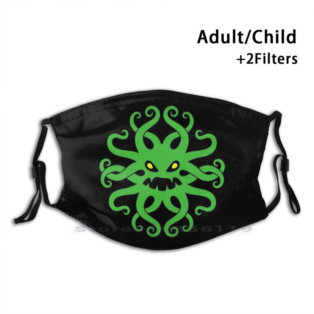Изображение товара: Cthulhu маска для лица дизайн Пылезащитный фильтр смываемая маска для лица дети зеленый пугает одежда страшный ужас жуткий Монстр злой ужас