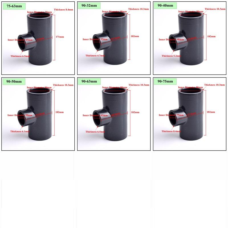 Изображение товара: 25 ~ 50 до 20 ~ 40 мм Труба НПВХ Редукционный тройник соединитель ирригационная система Гидропоника рама аквариум 3-Way Тройник Разъем