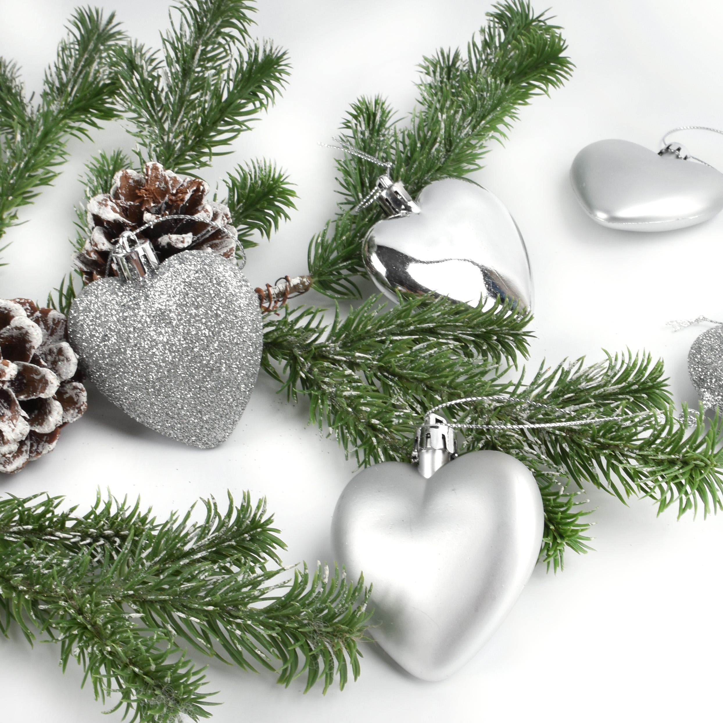 Изображение товара: Рождественские украшения, подвески в форме сердца из ПВХ, 6 см, пластиковые подвески в форме сердца, подвески с окном для создания сцены, 6