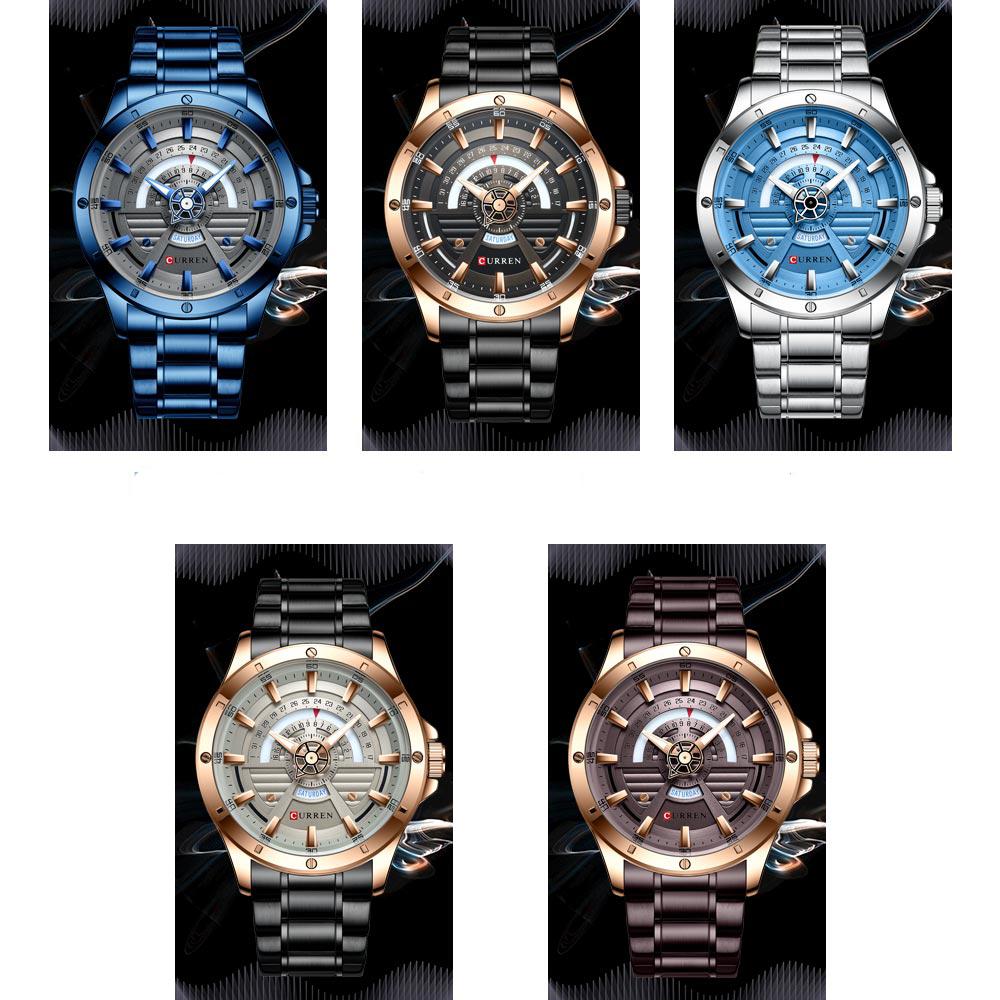 Изображение товара: 2020 CURREN новые спортивные часы мужские модные повседневные кварцевые часы из нержавеющей стали часы Дата Неделя часы мужские креативные наручные часы