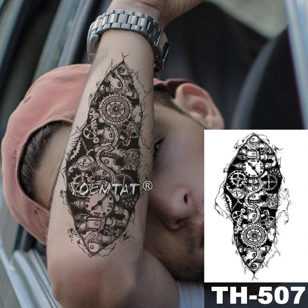 Изображение товара: Металлическая Механическая шестеренка на руку, временная татуировка, наклейка электрическая 3D бионическая Водонепроницаемая Татуировка робот боди-арт, поддельные татуировки для мужчин, женщин, мужчин