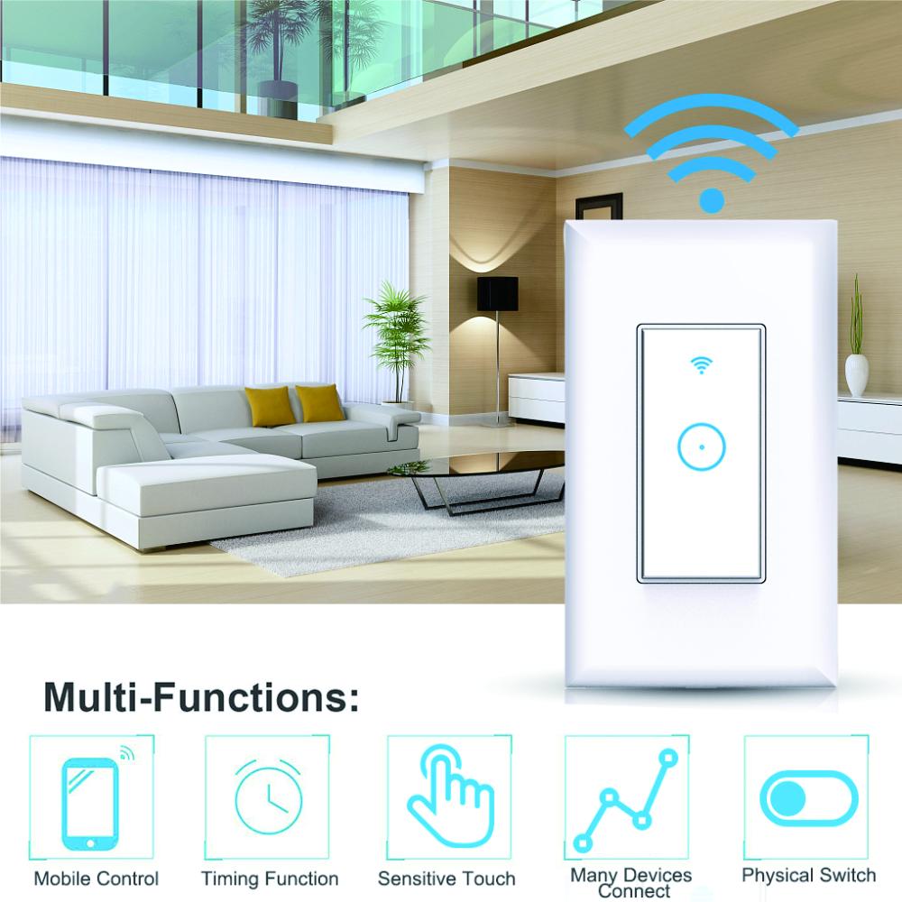 Изображение товара: Умный выключатель с Wi-Fi стандарта США, настенный выключатель с таймером, умное приложение для граффити Smart Life, может управляться дистанционно через Apple Android