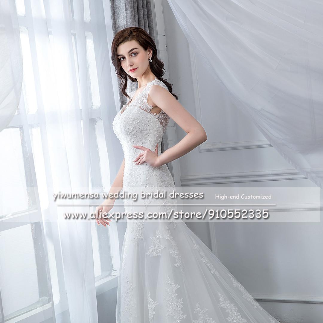 Изображение товара: A89 фабричное изготовление под заказ Robe De Princesse Femme с v-образным вырезом Свадебное платье-бохо с рукавами-крылышками винтажное свадебное платье Русалка платья 2020