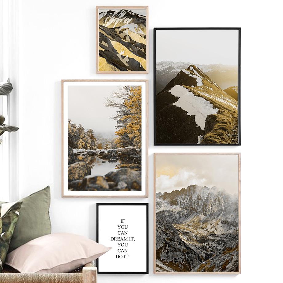 Изображение товара: Картина на холсте с изображением долины песка, ручей, горного камня, постеры и принты в скандинавском стиле, настенные картины для декора гостиной, художественная стена с цитатой