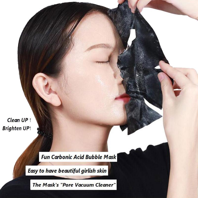 Изображение товара: Аминокислотная пузырьковая маска для лица Глубокая очистка пор бамбуковая угольная черная маска для лица отбеливающая маска для ухода за кожей лица