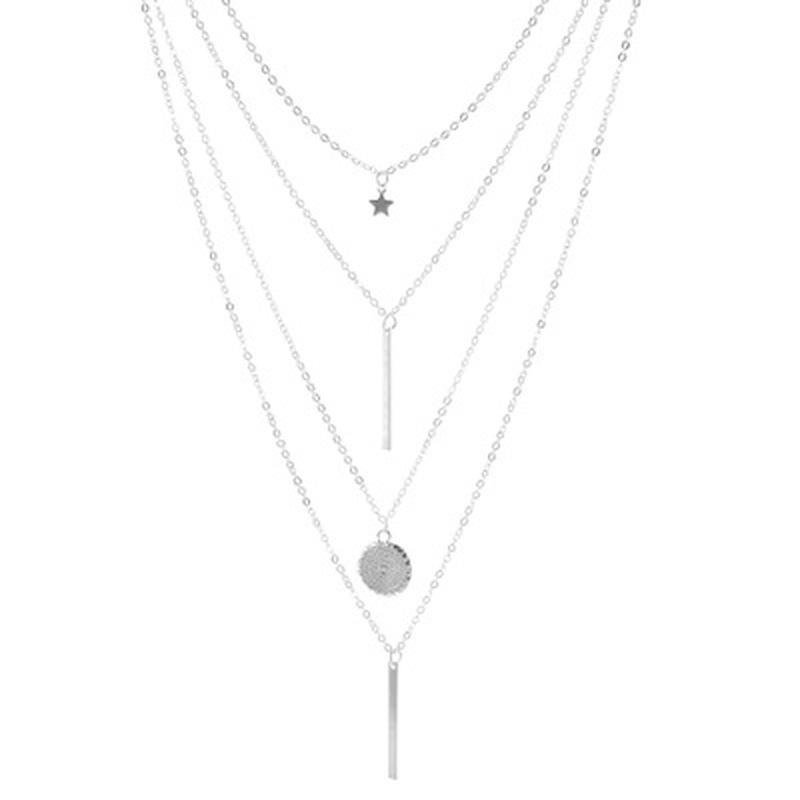 Изображение товара: Женское многослойное ожерелье HebeDeer, ожерелье с пентаграммой, желтое золото, модное ювелирное изделие для девушек