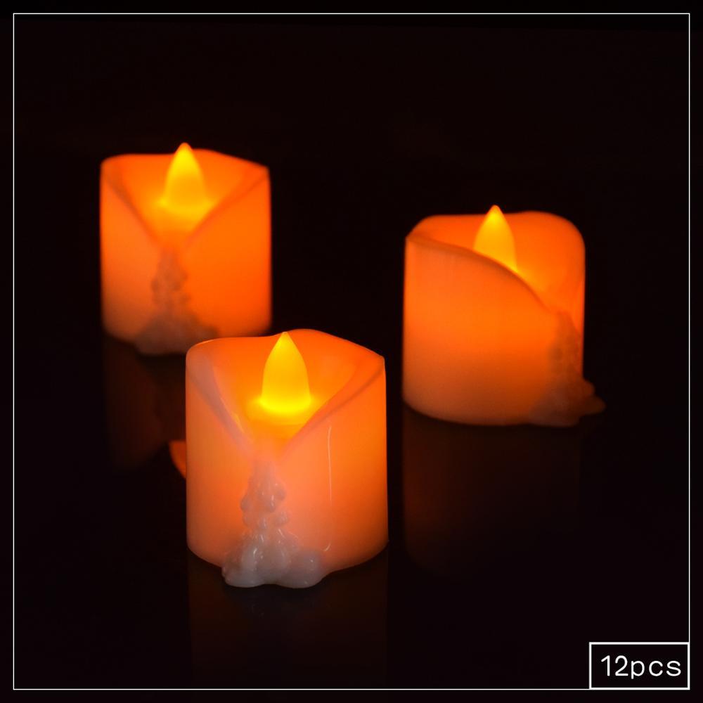 Изображение товара: Электронные свечи с дистанционным управлением, 12 шт., Мерцающие светодиодные Чайные свечи, беспламенные ночные украшения CR2450 для дома, свадьбы, дня рождения