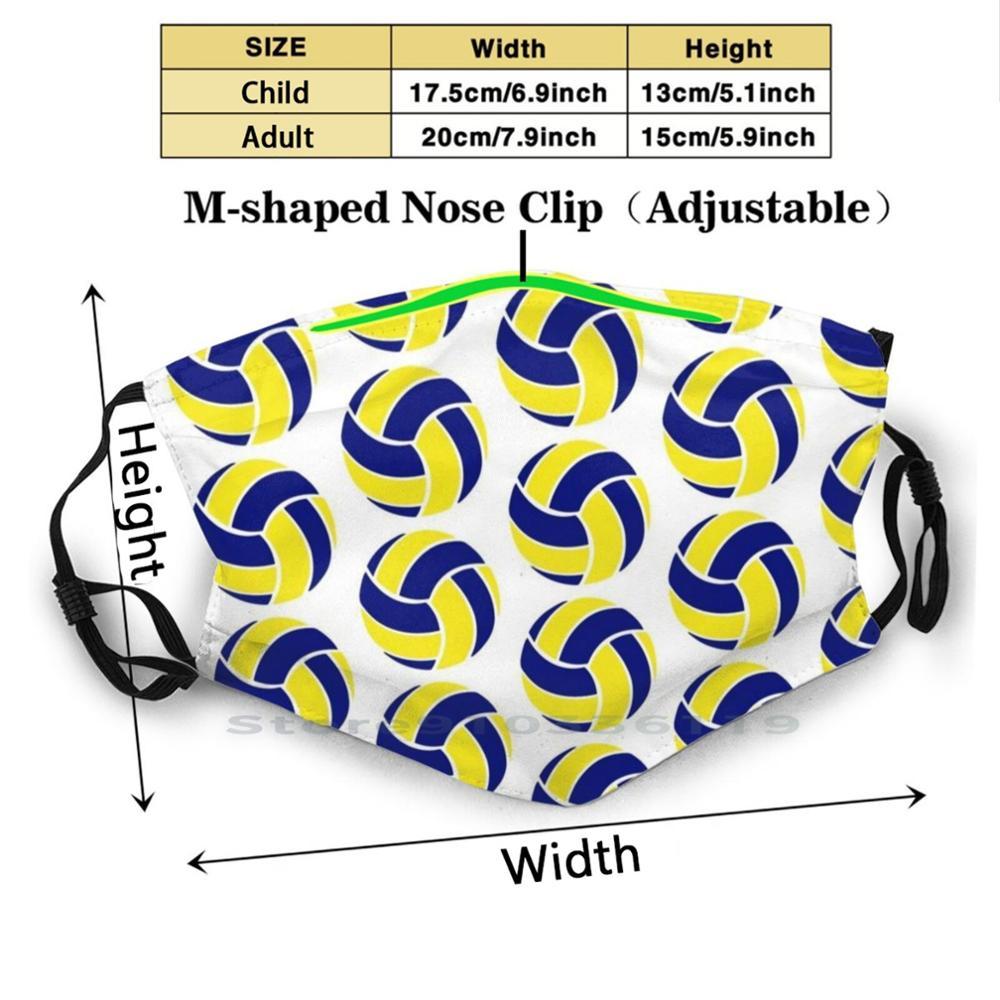 Изображение товара: Синяя и желтая волейбольная маска для взрослых и детей, моющаяся смешная маска для лица с фильтром для волейбола, пляжа, синего океана, берега, мяча с градиентом