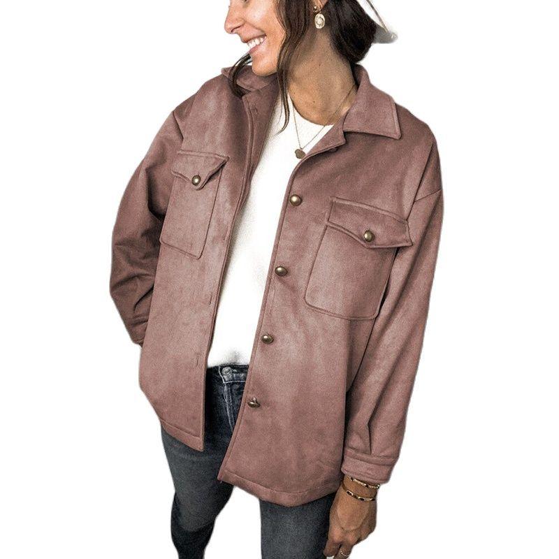 Изображение товара: Женская бархатная куртка в европейском и американском стиле с длинными рукавами и двумя карманами