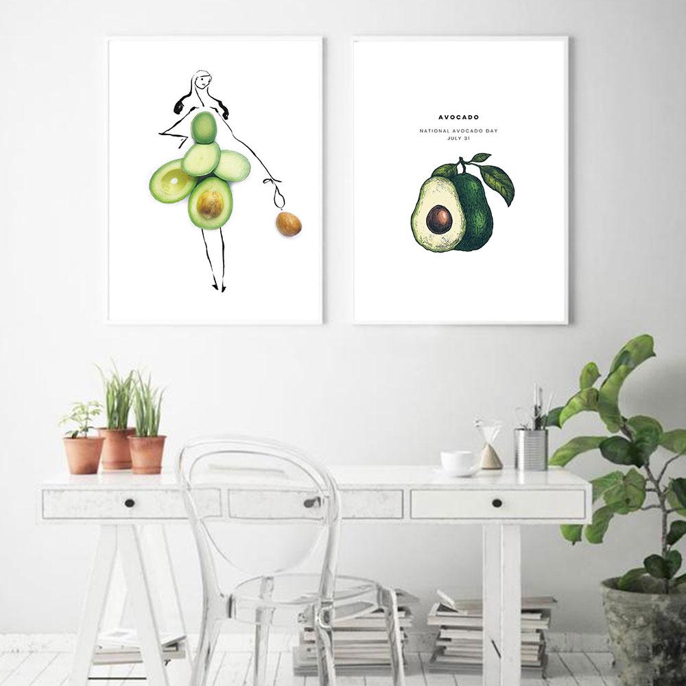 Изображение товара: Картины в скандинавском стиле с изображением девушки-авокадо, украшение для дома, постер на холсте, Настенная картина для гостиной без рамки