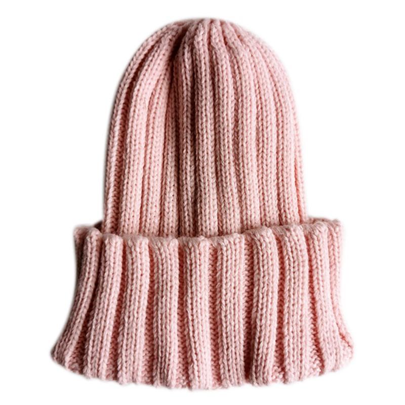 Изображение товара: Зимняя детская карамельного цвета теплый вязаный головной убор шапочка для маленьких мальчиков и девочек