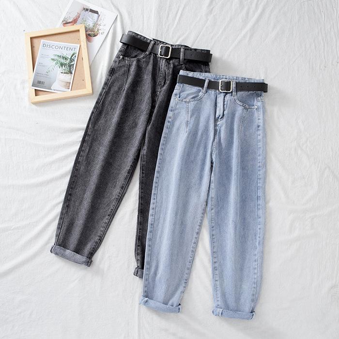 Изображение товара: Женские широкие джинсовые брюки, подходящие ко всему, с высокой талией, в Корейском стиле, утягивающие джинсы