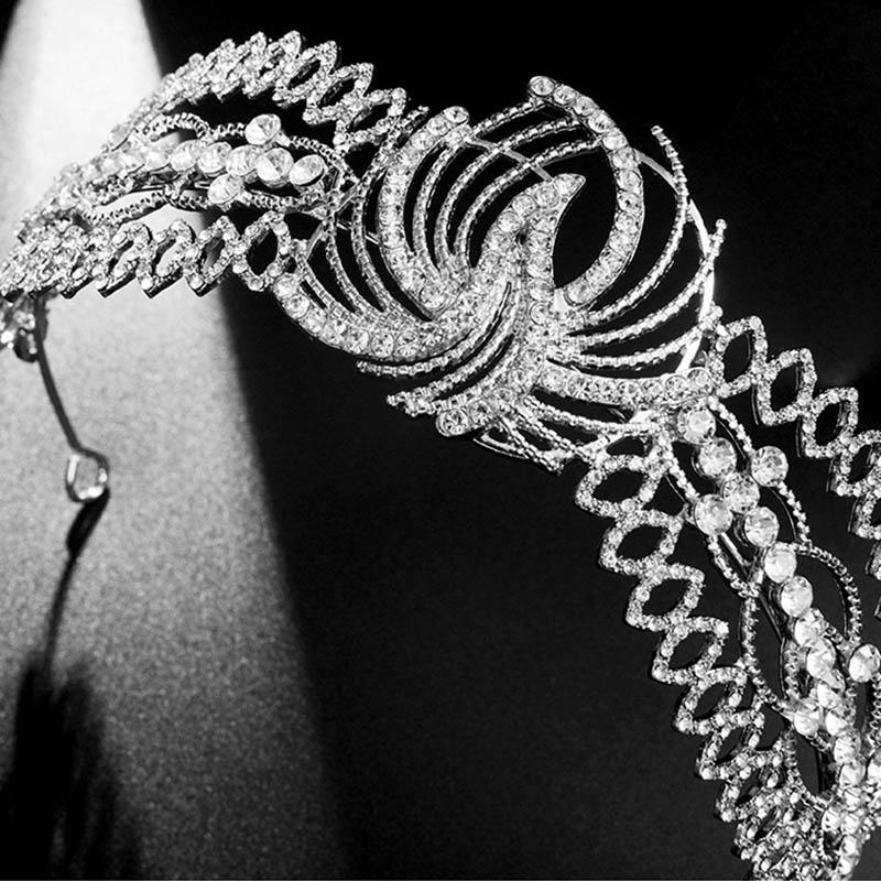 Изображение товара: Модная свадебная корона для невесты роскошный блестящий кристалл тиары серебряные короны Женская повязка на голову аксессуары для волос XH