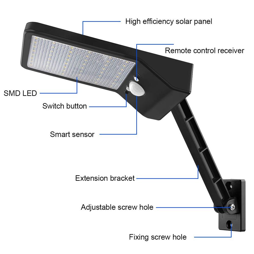 Изображение товара: Новейшая лампа на солнечной батарее, 48 светодиодов, 3 режима, уличный водонепроницаемый светильник, 900 лм, светодиодный светильник для сада, настенный вращающийся Полюс