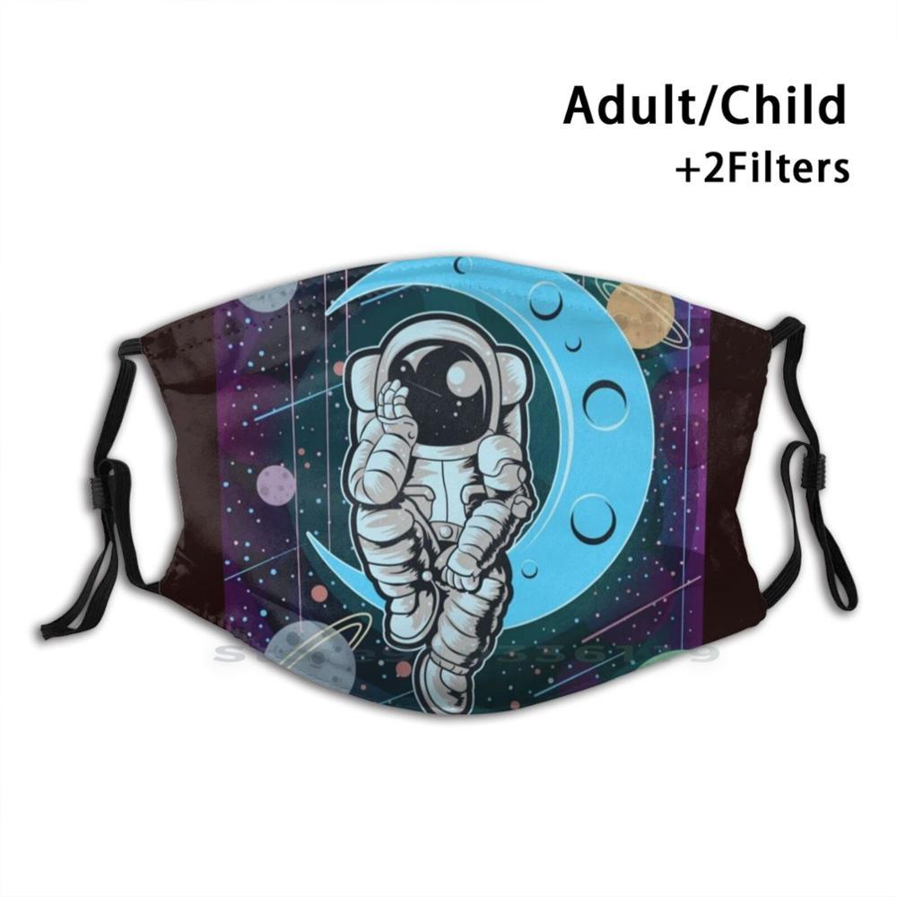 Изображение товара: Милая моющаяся забавная маска для лица с фильтром для взрослых и детей, космос, планеты, научные инвадеры, солнце, луна