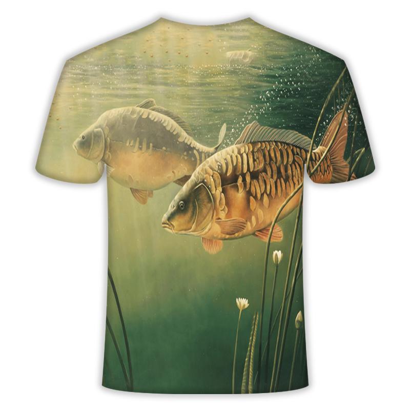 Изображение товара: Популярная новинка 2021, Мужская футболка для отдыха с 3d принтом, мужская и женская футболка с забавным принтом рыбы, футболка с принтом в стиле хип-хоп, Топ