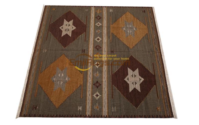 Изображение товара: Коврик килим из шерсти ручной работы, турецкий домашний декор, квадратный богемный натуральный