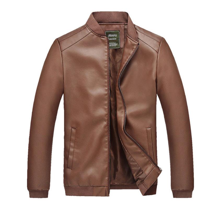 Изображение товара: Куртка G023 мужская из экокожи, модная однотонная куртка с воротником-стойкой, уличная одежда, осень 2021