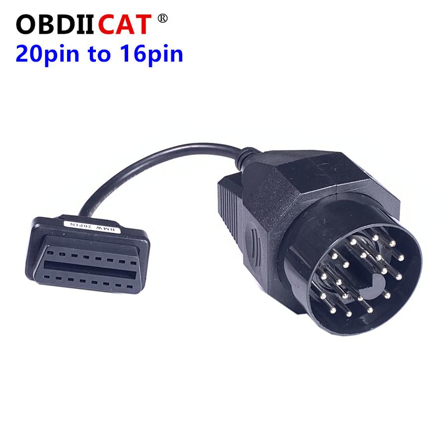 Изображение товара: Автомобильный диагностический кабель b-m-w 20pin obd2 адаптер для B -M-W 20pin до 16pin гнездовой разъем для e46 e39 e90 e60 f30 e36 X6 X5 Z3