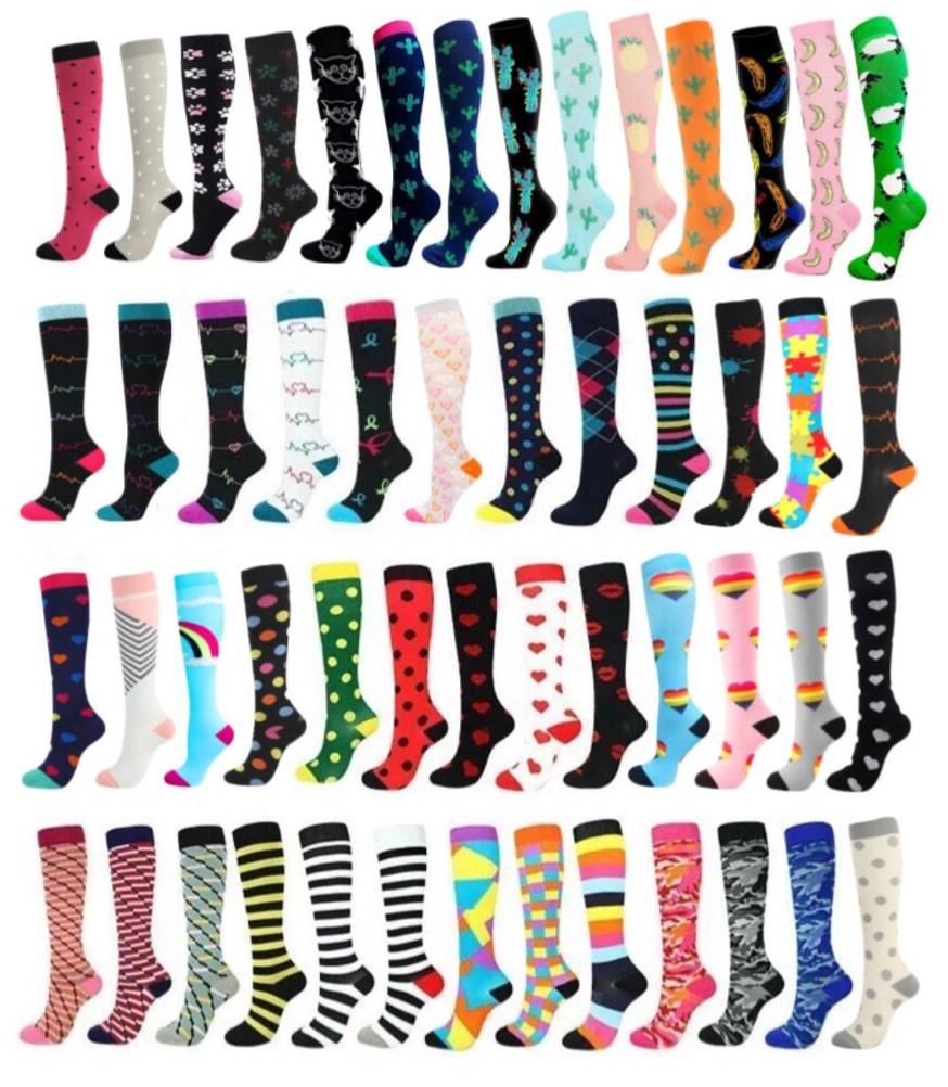 Изображение товара: Компрессионные носки 49 стилей, спортивные гольфы, носки для мужчин и женщин, антизабавные носки унисекс для занятий спортом на открытом воздухе, велоспорта, бега