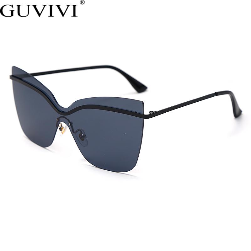 Изображение товара: Цельные солнцезащитные очки «кошачий глаз», модные брендовые дизайнерские очки оверсайз с градиентом, безободковые синие и розовые очки, солнцезащитные очки