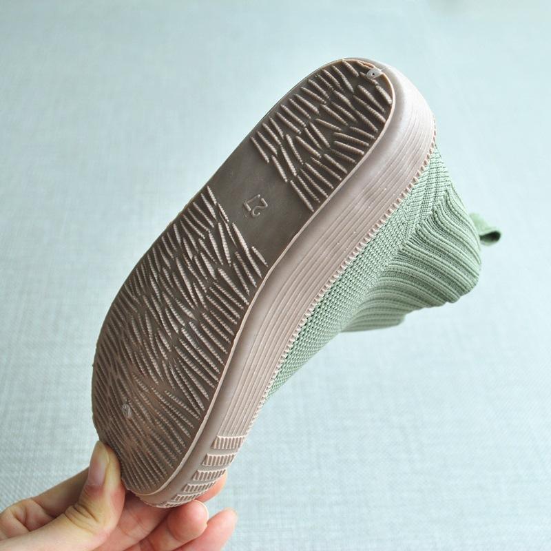 Изображение товара: Осенние новые изделия, вязаные короткие ботинки с низким верхом, дышащая мягкая подошва, детская обувь, ботинки для маленьких девочек, детская обувь