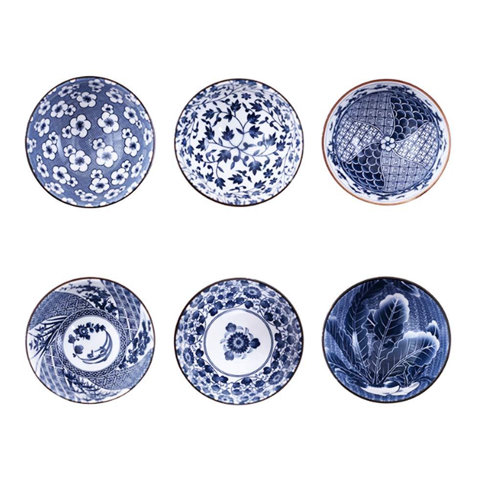 Изображение товара: 6 шт. синий и белый фарфор миска для рисового супа китайский Стиль Керамика чаша миска для смешивания миска чаша для риса китайский ramen чаша