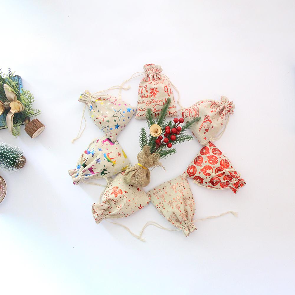 Изображение товара: Мешочки на шнурке из вельвета, мешковины, джута, хлопка, рождественские мешочки, саше мешок для подарков, упаковка для ювелирных изделий, с логотипом на заказ
