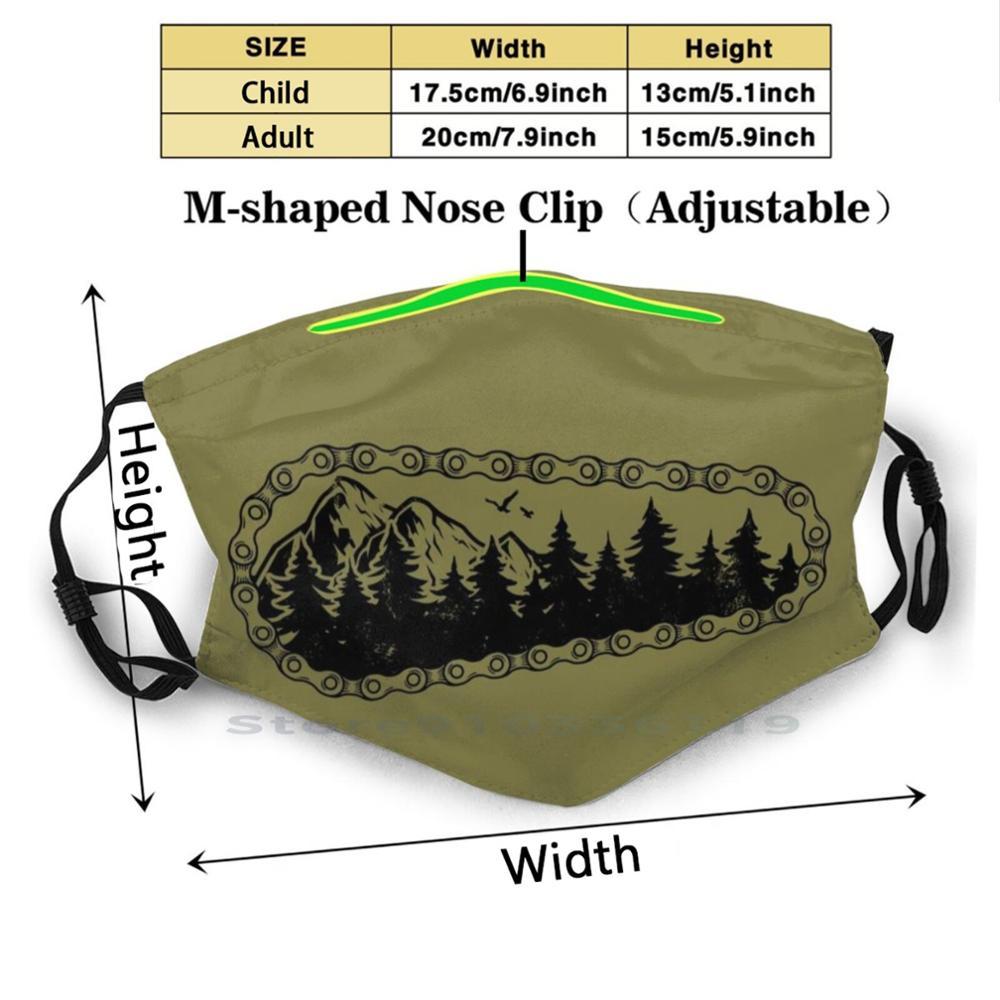 Изображение товара: Горный велосипед цепи лесной пейзаж многоразовые рот маска для лица с фильтрами детский Mtb горный велосипед цепь лес блуждают