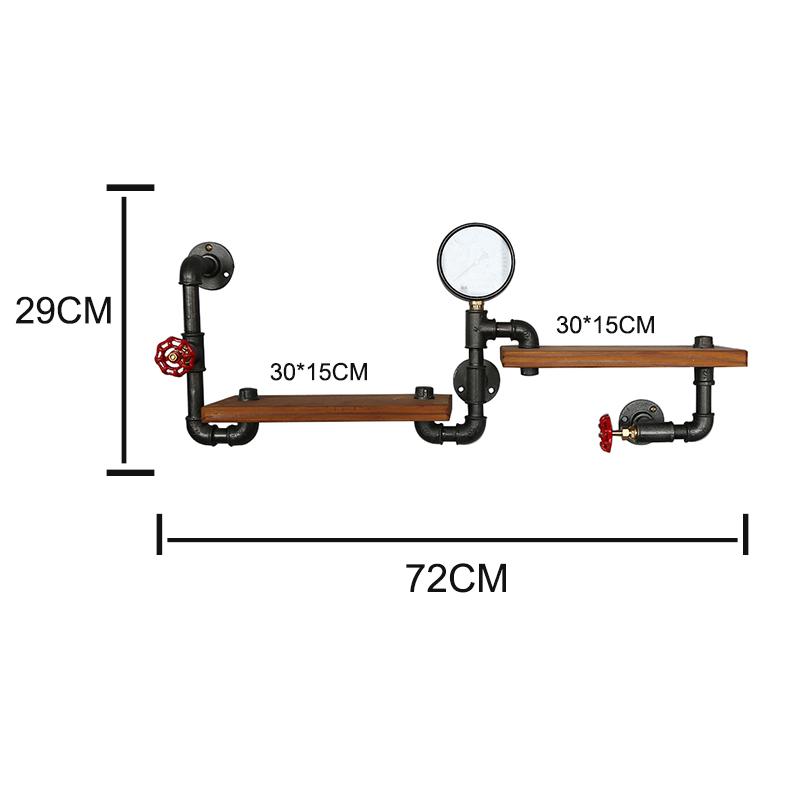 Изображение товара: 2 яруса металлическая полка для труб, железная промышленная настенная подвесная полка, книжная полка для водопроводных труб, глобус, ручка клапана, крюк, пьезометр, деко