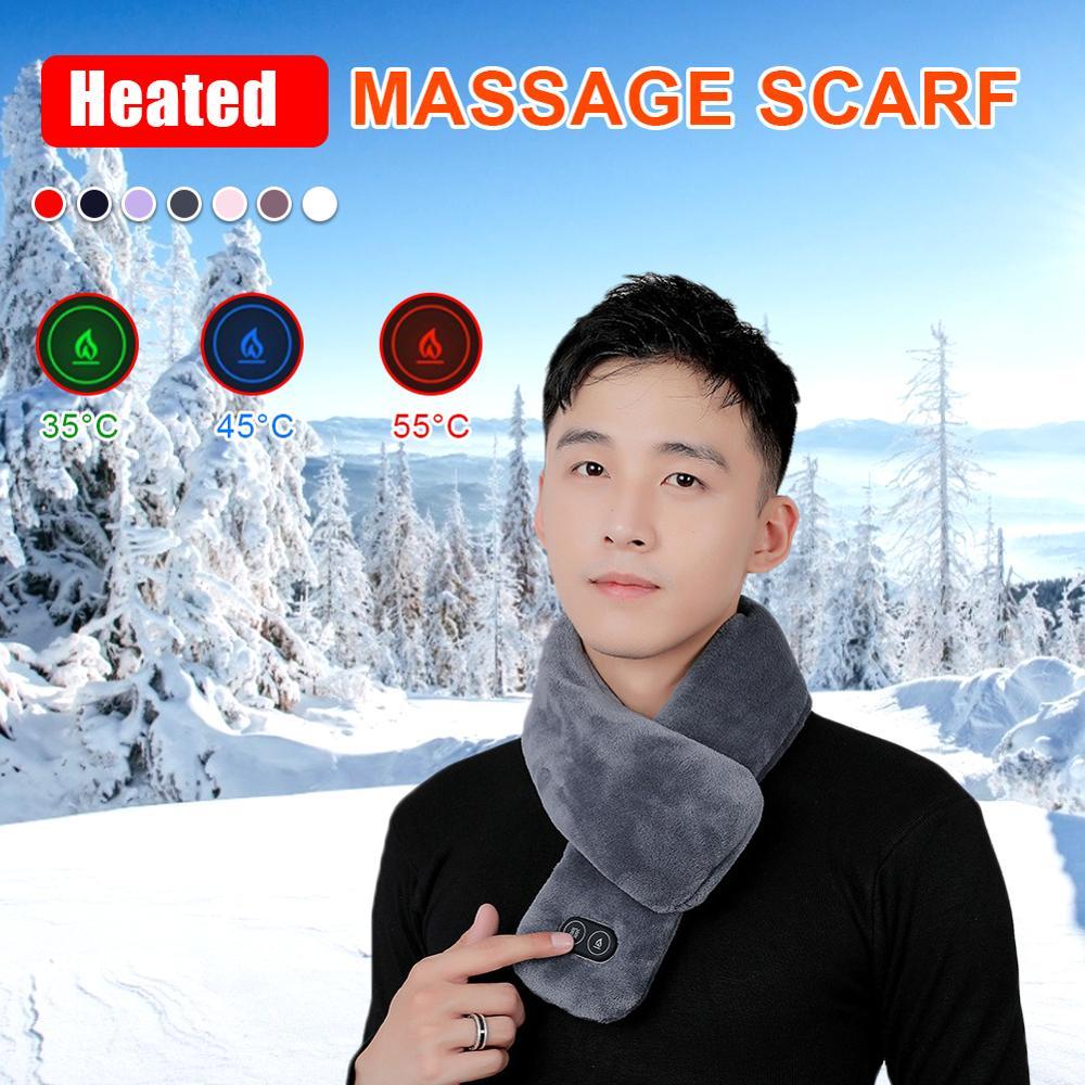 Изображение товара: Новинка 2020, зимний шарф с подогревом, женский шарф с Usb-зарядкой, шарф для пары, Мужская умная шаль, плюшевый массажный шарф с вибрацией