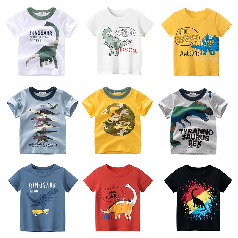 Изображение товара: Летняя одежда для маленьких мальчиков, Детская футболка с мультяшным принтом акулы, Детская футболка, футболки, хлопковые топы для малышей, новинка весны 2021